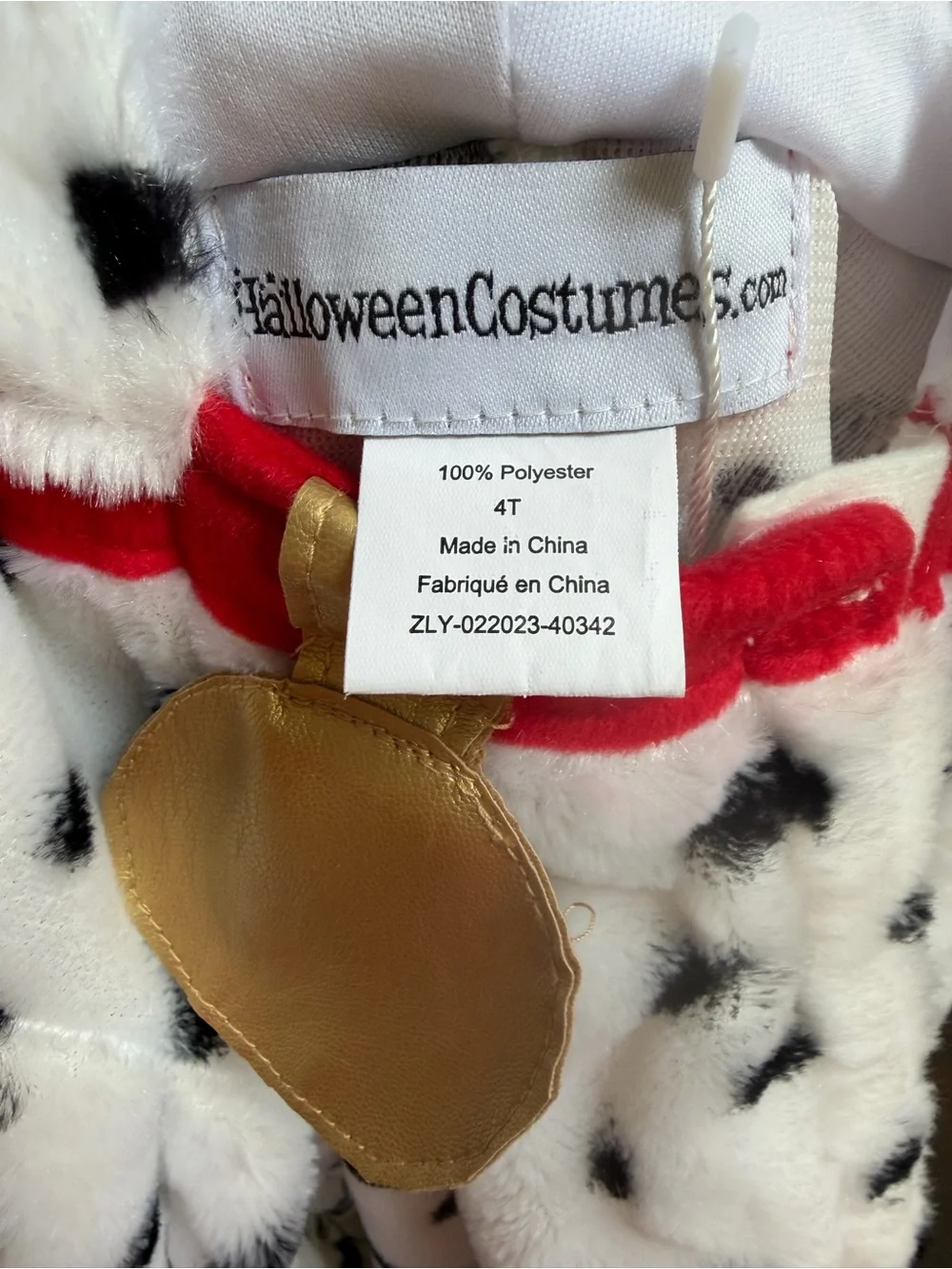 NWT Plush Dalmatian Dog Kids Costume - White & Black